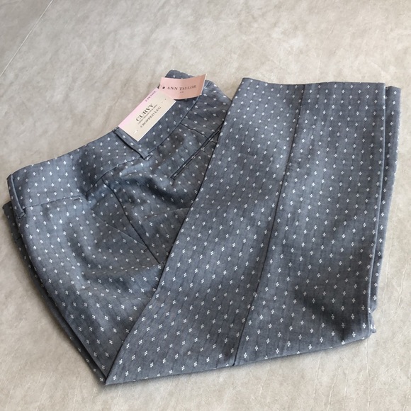 Ann Taylor Pants - Ann Taylor Women's Curvy Cropped Leg Trouser Pants Gray White Diamond Size 2P